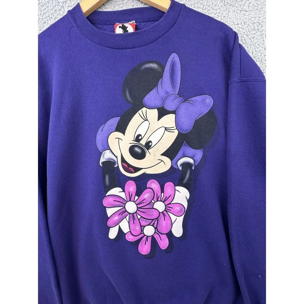 Vintage 90s Mickey Inc Sweatshirt Womens 2XL Minnie Mouse Double Sided Purple